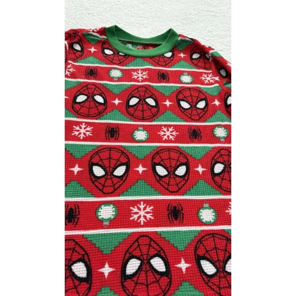 Boys Spiderman Pajama Set Pants Long Sleeve Shirt Holiday Christmas PJs Size 8